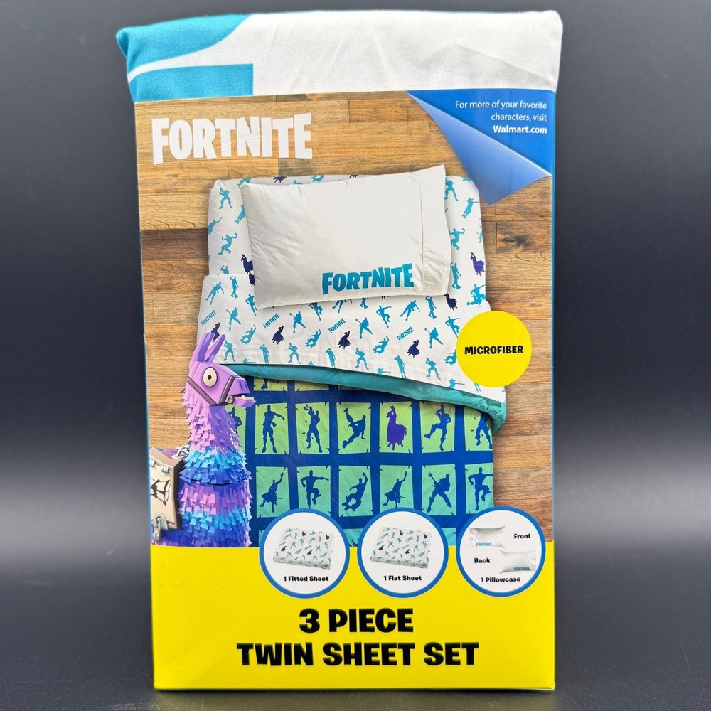 Fortnite Llama 3 Piece Microfiber Twin Bedding Sheet Set & Pillowcase Kids Teens